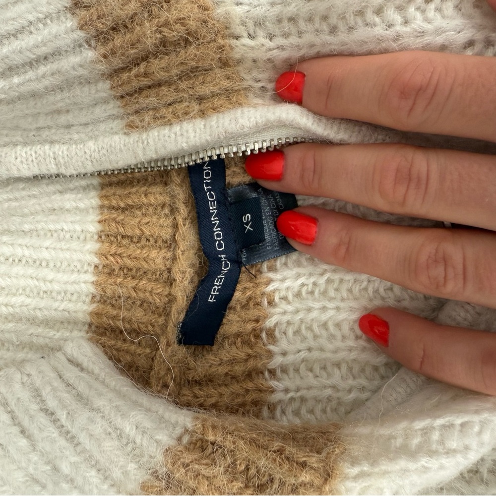 French Connection Women's White and Brown Cardigan